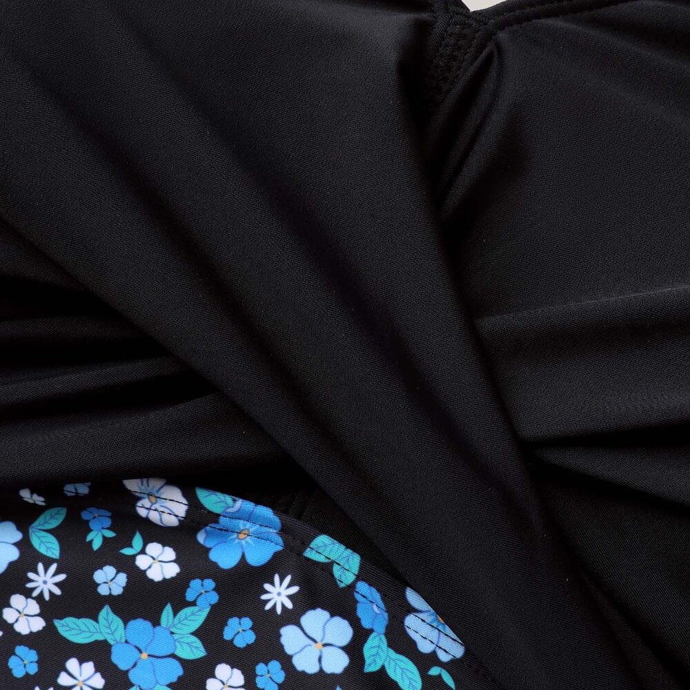 BloomChic 3X (22–24) Black Blue Floral Twist Tummy Cntrl One-Piece Swimsuit NWT - Picture 6 of 10